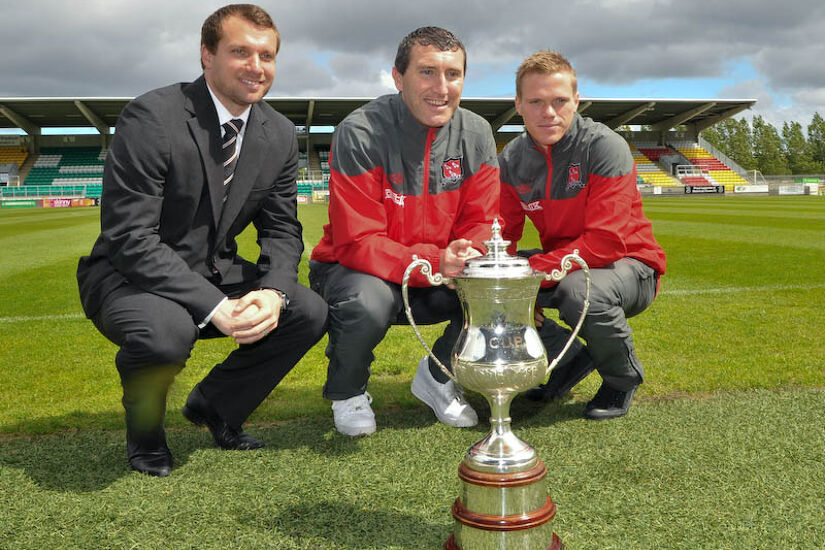 Ian Foster  with Jason Byrne and Simon Madden during his tenure with Dundalk