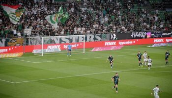 Action from Ferencvaros v Shamrock Rovers in the Groupama Arena in Budapest