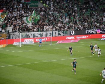 Action from Ferencvaros v Shamrock Rovers in the Groupama Arena in Budapest
