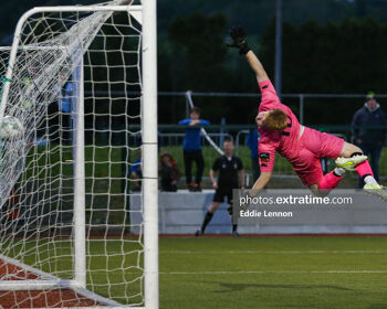 Keeper acrobatics still can't stop the ball from hitting the net!