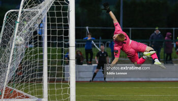 Keeper acrobatics still can't stop the ball from hitting the net!