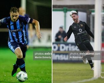 Gareth McCaffrey (left) and Jordan Buckley both scored for St Mochta's and Usher Celtic in midweek action