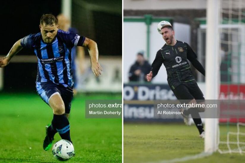 Gareth McCaffrey (left) and Jordan Buckley both scored for St Mochta's and Usher Celtic in midweek action