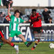Longford Town's Eric Yoro (right) battles with Bray Wanderers' Freddie Turley for the ball