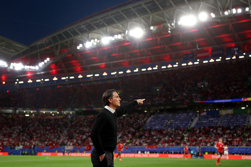 Vincenzo Montella, Head Coach of Turkiye, gestures during the UEFA EURO 2024 round of 16 match between Austria and Turkiye at Football Stadium Leipzig on July 02, 2024