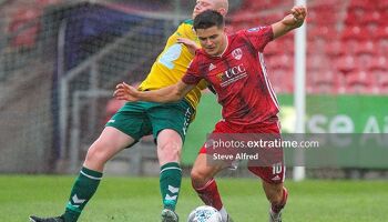 Daire O'Connor in action for Cork City against Rockmount in the 2020 Munster Senior Cup final