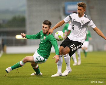 Ryan Manning in action against Germany