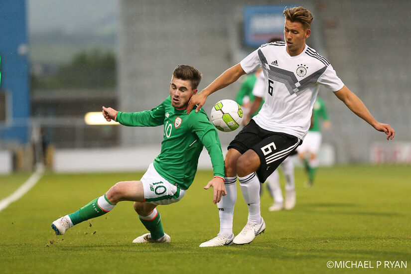 Ryan Manning in action against Germany