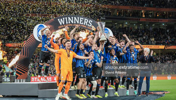 Atalanta celebrate winning the UEFA Europa League Final versus Bayer Leverkusen at Dublin Arena, Dublin, Republic of Ireland.