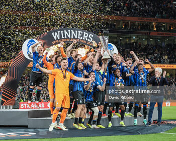 Atalanta celebrate winning the UEFA Europa League Final versus Bayer Leverkusen at Dublin Arena, Dublin, Republic of Ireland.