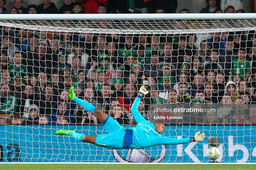 Gavin Bazunu unable to stop the Albania levelling 2-2 with Ireland