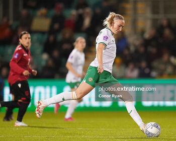 Louise Quinn in Ireland's game against Albania last October