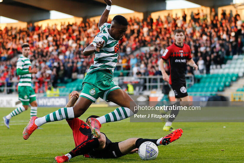 Aidomo Emakhu in action during Rovers' 1-0 win over Bohs in Tallaght last June