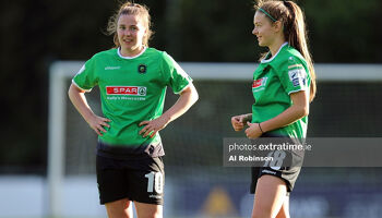 Eleanor Ryan-Doyle of Peamount United and Rebecca Watkins of Peamount United