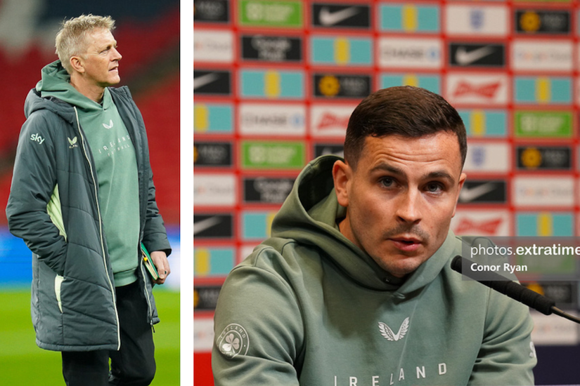 Ireland boss Heimir Hallgrimsson walks the Wembley pitch ahead of the press conference where he and Josh Cullen spoke to the media