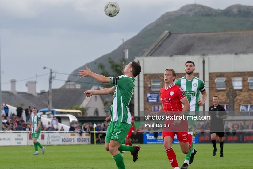 Max Murphy of Bray keeps his eye on the ball