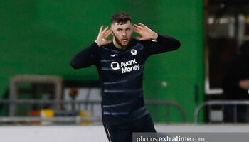 Aidan Keena of Sligo Rovers celebrates scoring his side second goal in the 2-2 draw against Shamrock Rovers in Tallaght last March