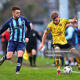 Alex Nolan (right) in action for St Pat's against St Mochta's in the Leinster Senior Cup