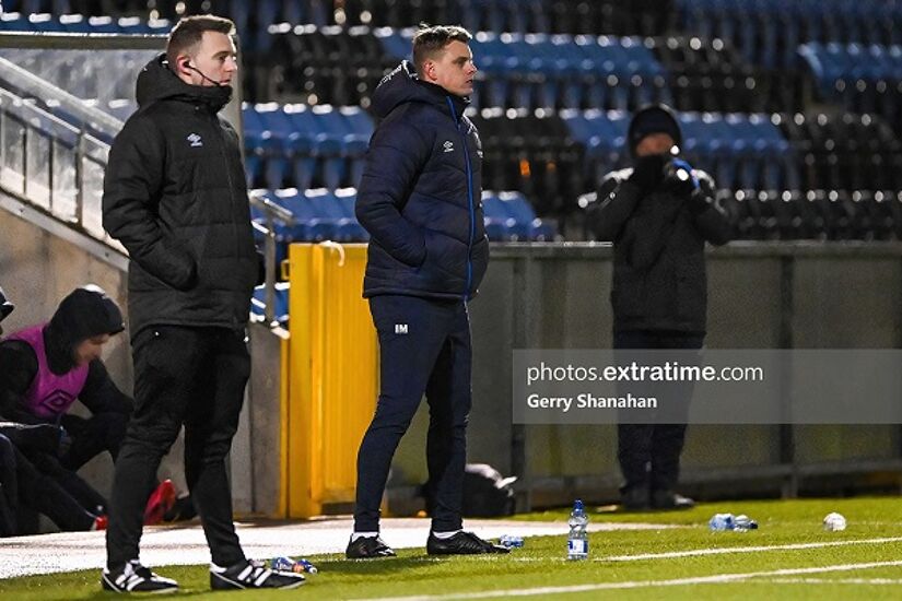 Ian Morris watches on as his side run out 5-2 winners over Athlone Town at Lissywollen in his first game as manager of Waterford on Friday, 18 February 2022.
