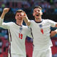 Declan Rice (right) and Mason Mount during the UEFA Euro 2020 Championship Group D match between England and Croatia at Wembley Stadium on June 13, 2021 in London, England.