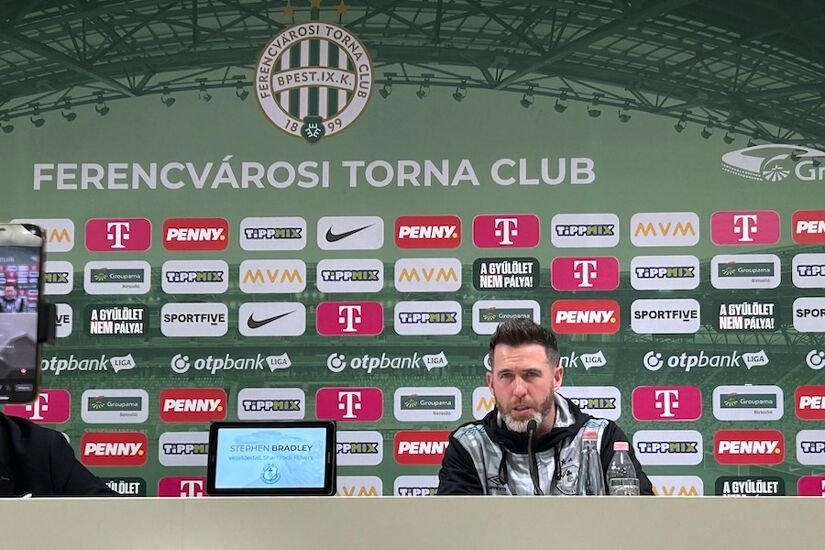 Stephen Bradley speaking at the post match press conference after his side's 4-0 defeat to Ferencvaros