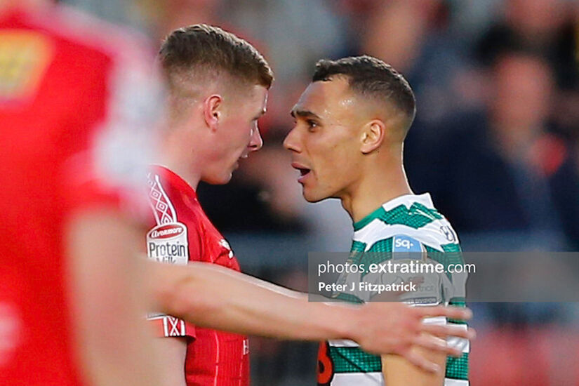 Kameron Ledwidge and Graham Burke go head to head when the team clashed in Tallaght last May