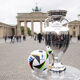 The UEFA EURO 2024 Trophy is displayed at the Brandenburg Gate in Berlin, on April 25, 2024