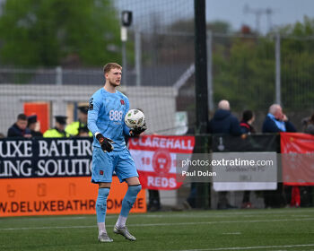 Dundalk's George Shelvey with the ball in his team's game against Shelbourne in May 2024 at Oriel Park