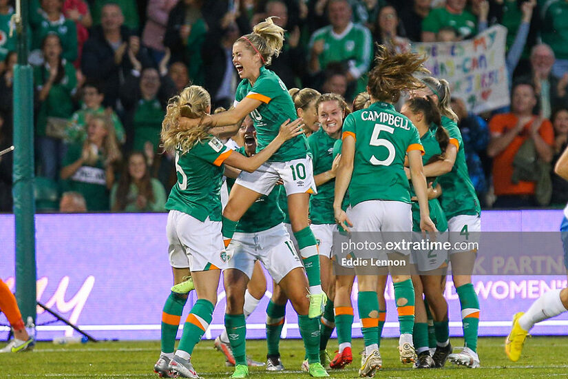 Ireland celebrating a goal against Finland last September in Tallaght