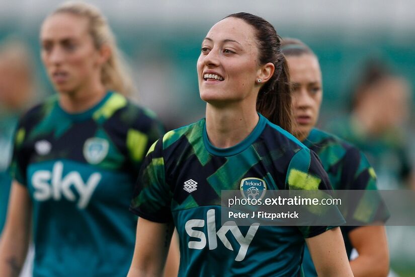 Megan Campbell ahead of Ireland's World Cup qualifier against Finland in Tallaght in September 2023