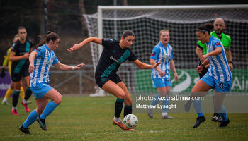 Maria Reynolds in action for Shamrock Rovers in their 1-1 draw away to DLR Waves on 9 March