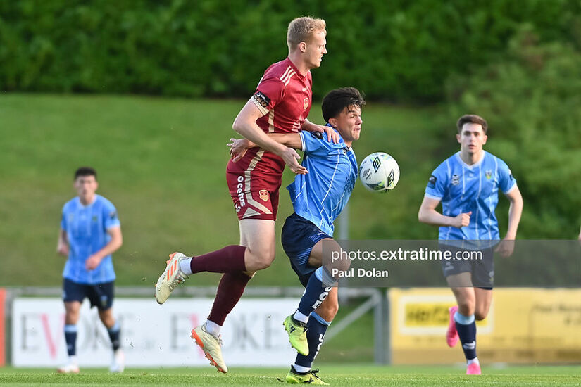 Vincent Borden of Galway United (left) and Sean Brennan of UCD