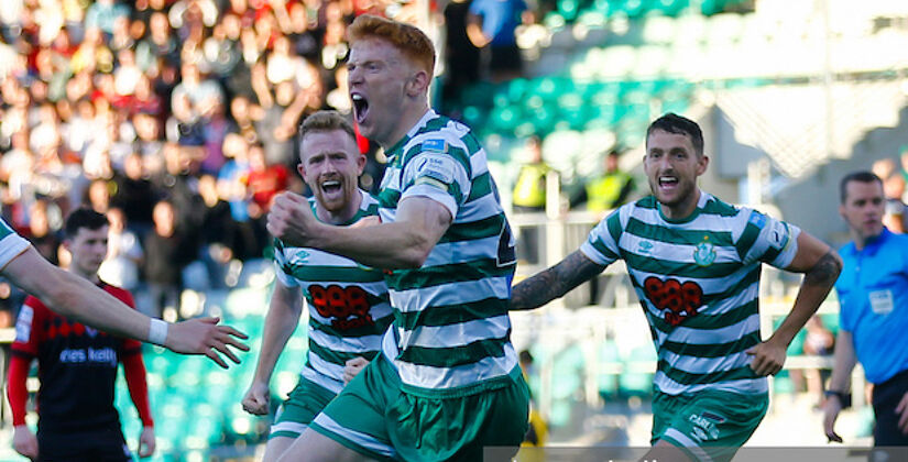 Rory Gaffney celebrating his winning goal against Bohemians - the second time he has managed that feat at Tallaght Stadium this season