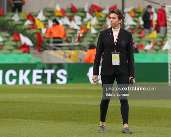 Michelle O'Neill ahead of the 2021 FAI Cup Final at the Aviva Stadium