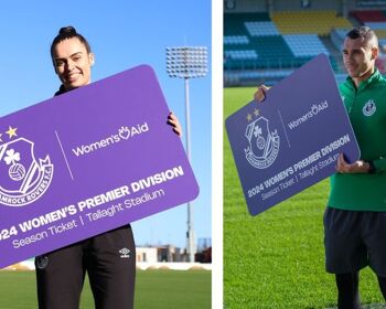 Rovers players Jess Hennessy and Graham Burke at launch of the club's season ticket initiative with Women's Aid