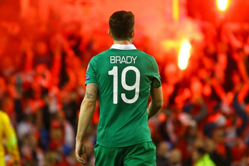 Robbie Brady during the Euro 2016 Qualifier against Poland