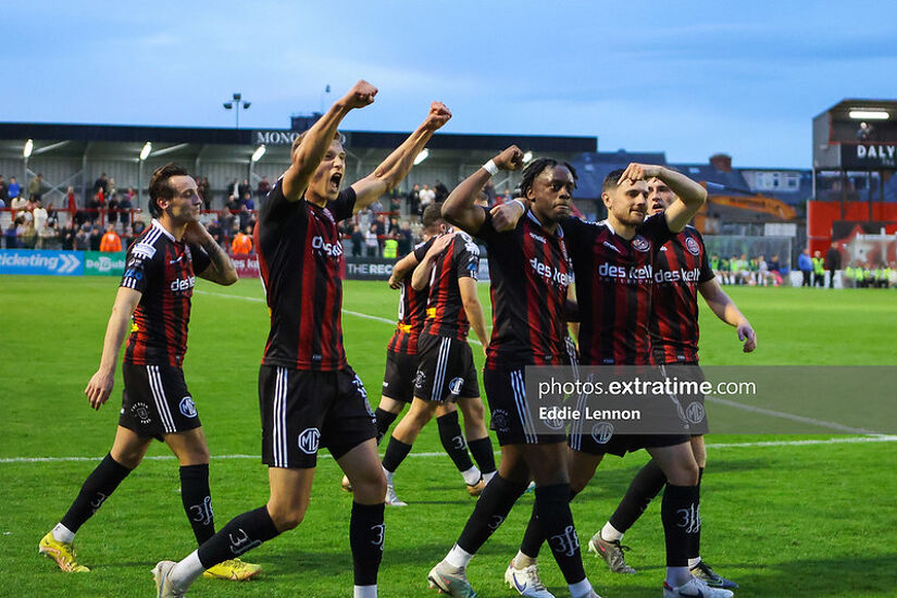 Bohs celebrating a Jonathan Afolabi goal against UCD last week