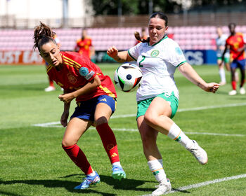 Meabh Russell in action for Ireland Women's Under-19's against Spain at UEFA WU19 European Championships in Lithuania
