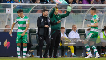 Shamrock Rovers manager Stephen Bradley during his side's Champions League qualifier against Vikingur Reykjavik on Tuesday, 16 July 2024.