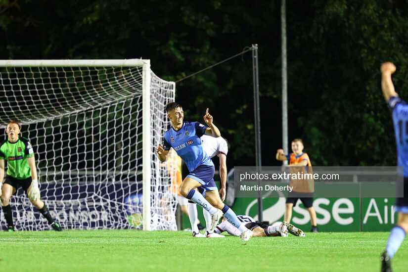 Smiles all round for goalscorer Dylan Duffy and UCD supporters as they moved off the bottom of the table