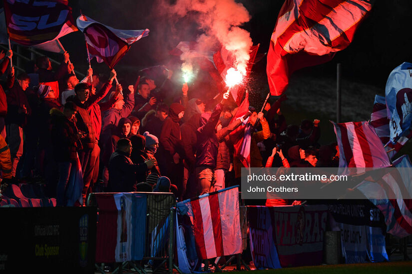 Fans during the UCD v Drogheda United match
