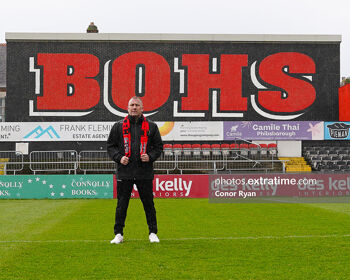 Alan Reynolds at his unveiling as Bohemians manager on Wednesday, 27 March 2024.