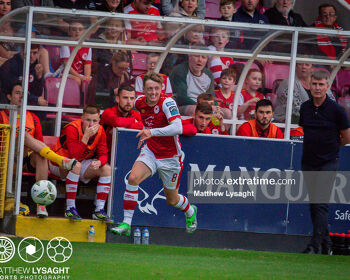 Chris Forrester on the ball during the St. Patrick's Athletic league game against Bohs in June 2024