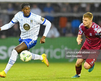 Cian Browne (right) in action against Waterford in the League of Ireland First Division last season