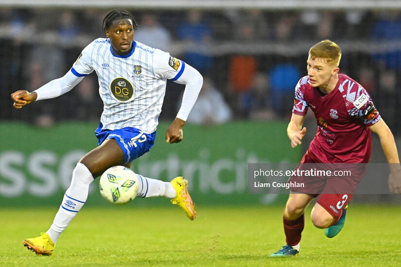 Cian Browne (right) in action against Waterford in the League of Ireland First Division last season