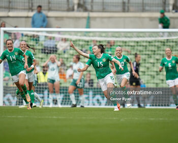 Lucy Quinn (15) of the Republic of Ireland urns away after opening the scoring