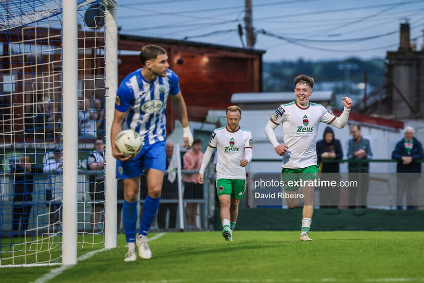 July 12th, 2024, Cathal O Sullivan of Cork City FC celebrates his goal during the League of Ireland First Division: Cork City vs Finn Harps played at Turners Cross, Cork, Ireland.