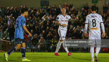 Danny Grant celebrates his goal for Bohemians against UCD on Thursday night