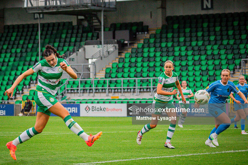 Action from Shamrock Rovers versus Peamount United