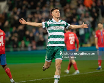 Shamrock Rovers Johnny Kenny celebrates the first of his two goals v FC Borac Banja Luka in the Conference League at Tallaght Stadium on 12 December 2024